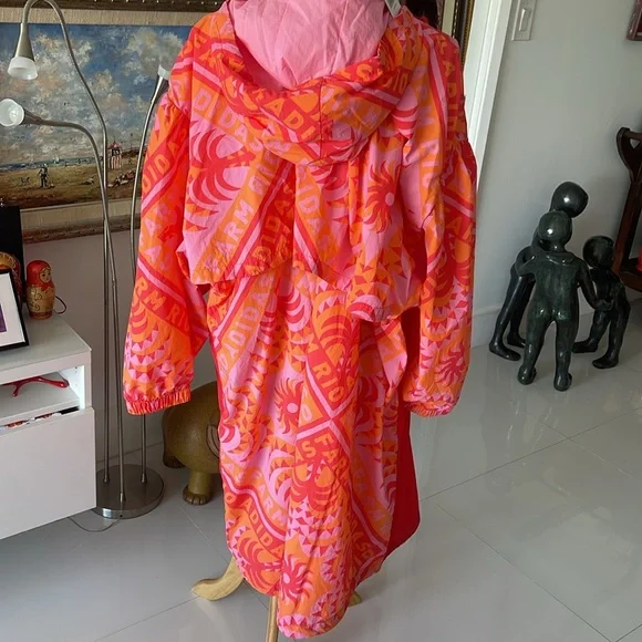 Adidas Farm Rio Pink & Orange Tropical Print Loose Fit Hooded Jacket - Picture 4 of 6